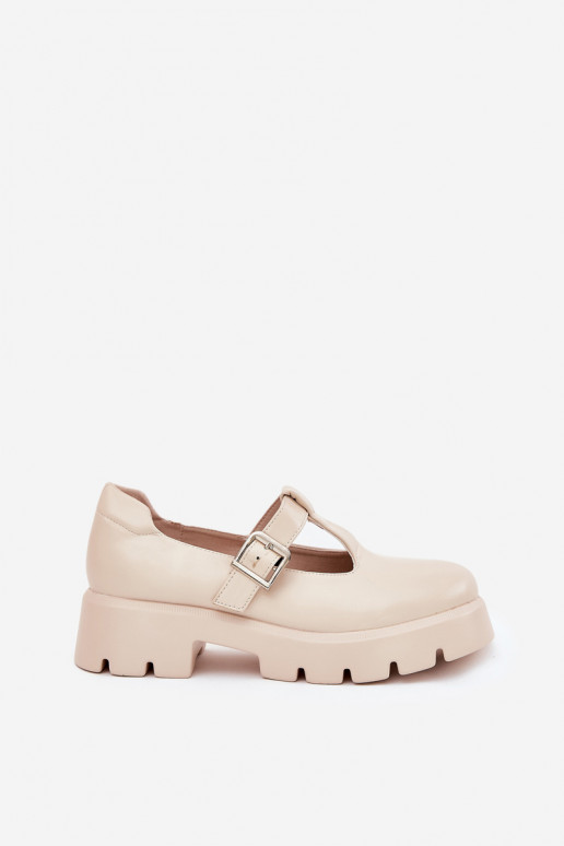 dames schoenen met gespen op platform in zand Venda