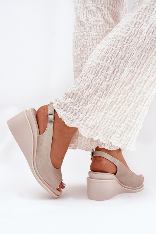 leren sandalen voor dames met platform in goud S.Barski LR51-539