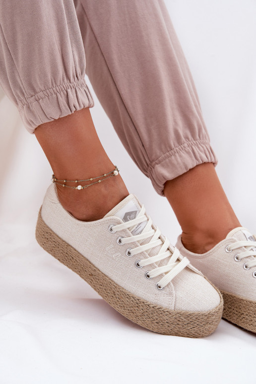 casual schoenen met platform Lee Cooper LCIN-25-02-3284 in ivoorkleur
