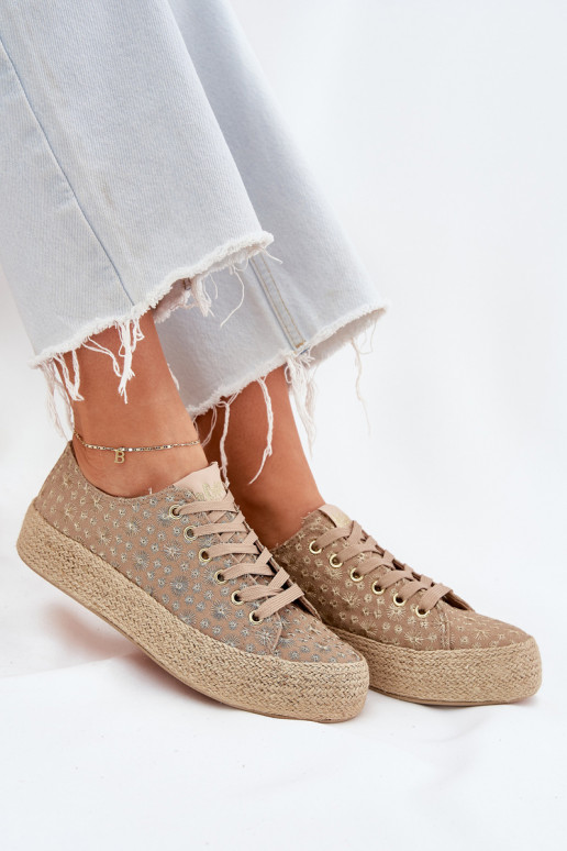 gepatroneerde casual schoenen met platform in kaki Lee Cooper LCIN-25-08-3646L
