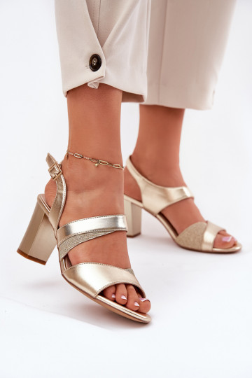 dames sandalen met hoge hakken in goud Sergio Leone SK866 2