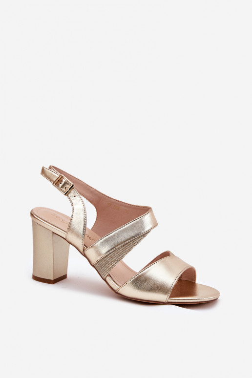 dames sandalen met hoge hakken in goud Sergio Leone SK866
