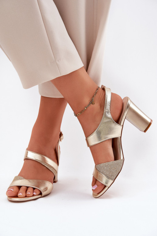 dames sandalen met hoge hakken in goud Sergio Leone SK866