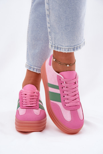 lage sneakers met platform in roze Ovivene 2