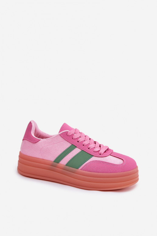 lage sneakers met platform in roze Ovivene