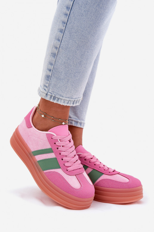lage sneakers met platform in roze Ovivene