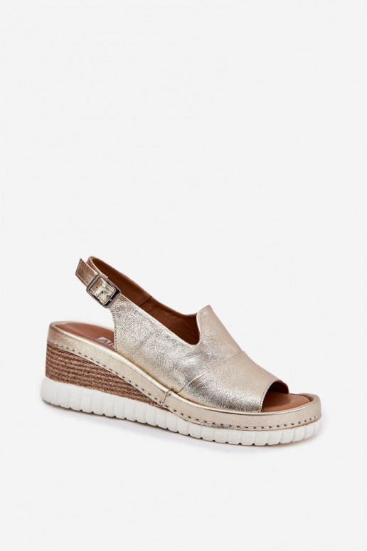 leren sandalen voor dames met platform in goud Artiker 56C0920