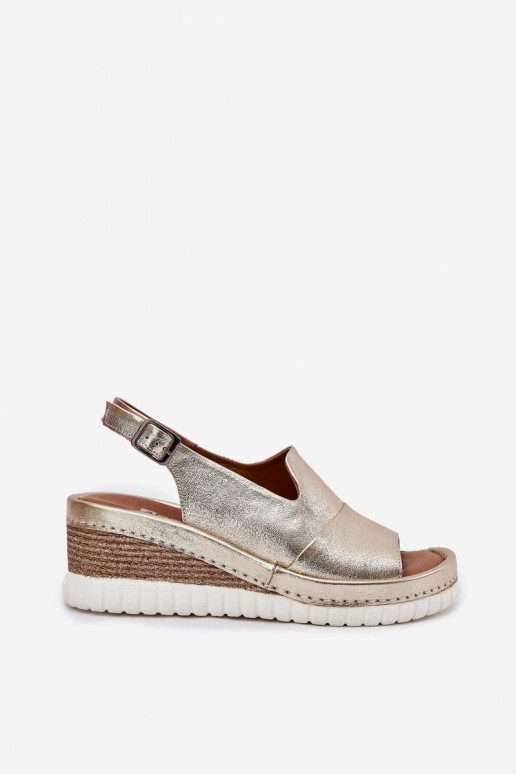 leren sandalen voor dames met platform in goud Artiker 56C0920