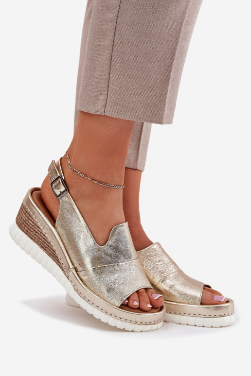 leren sandalen voor dames met platform in goud Artiker 56C0920