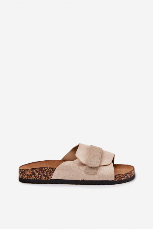 Dames platformsandalen met plakker sluiting in zandkleur Baylin