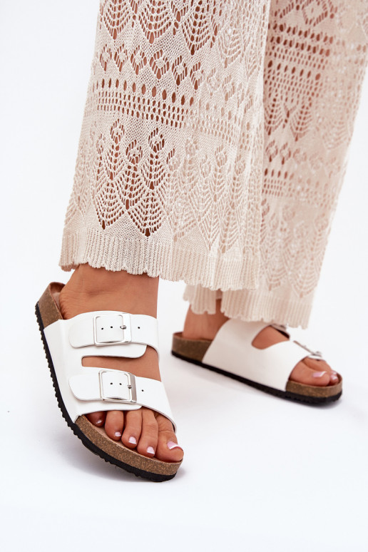 Dames platformsandalen met gespen in wit Evisolla
