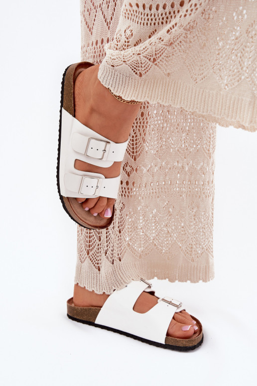 Dames platformsandalen met gespen in wit Evisolla
