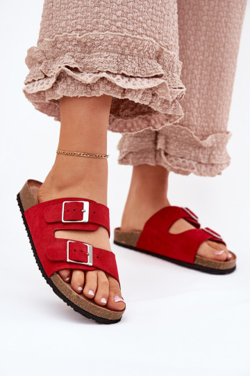 Dames platformsandalen met gespen in rood Evisolla 2