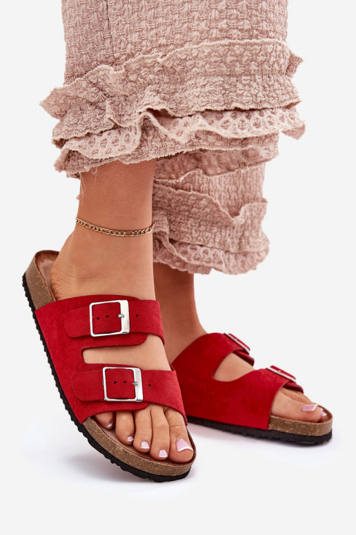 Dames platformsandalen met gespen in rood Evisolla