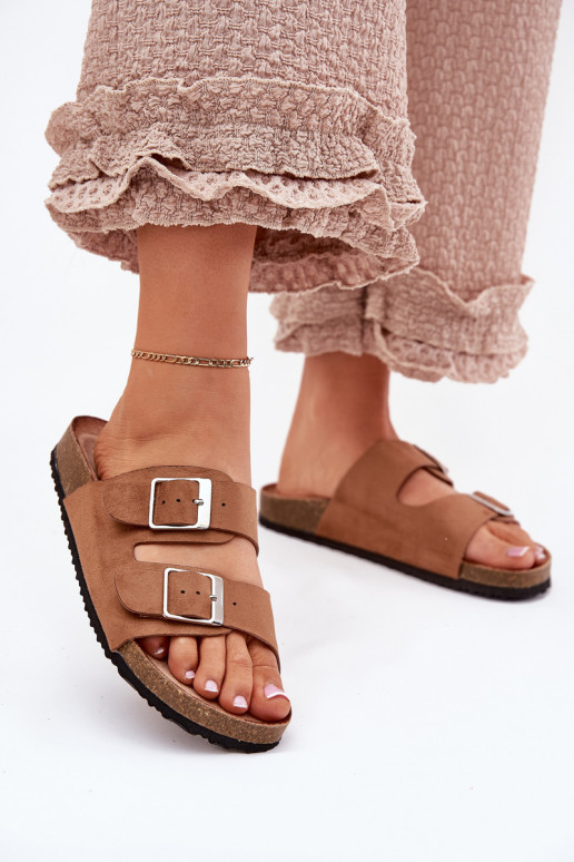 Dames platformsandalen met gespen in bruin Evisolla