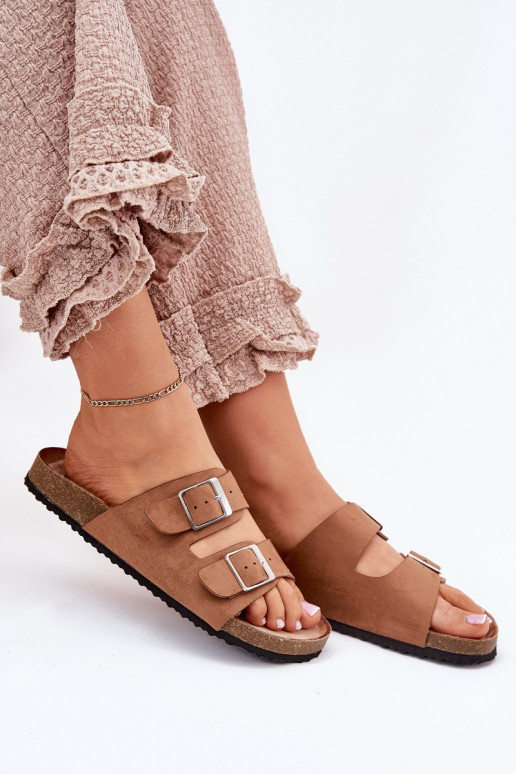 Dames platformsandalen met gespen in bruin Evisolla