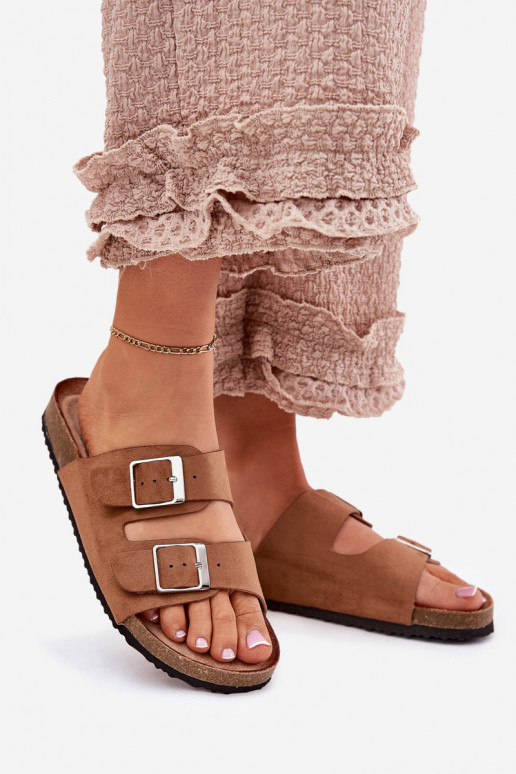 Dames platformsandalen met gespen in bruin Evisolla