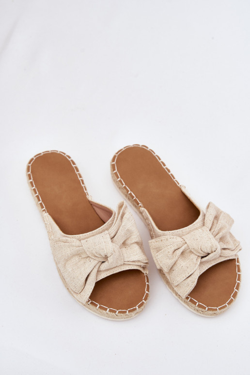 Dames platformsandalen met vlecht en strik in zandkleur Alpireda