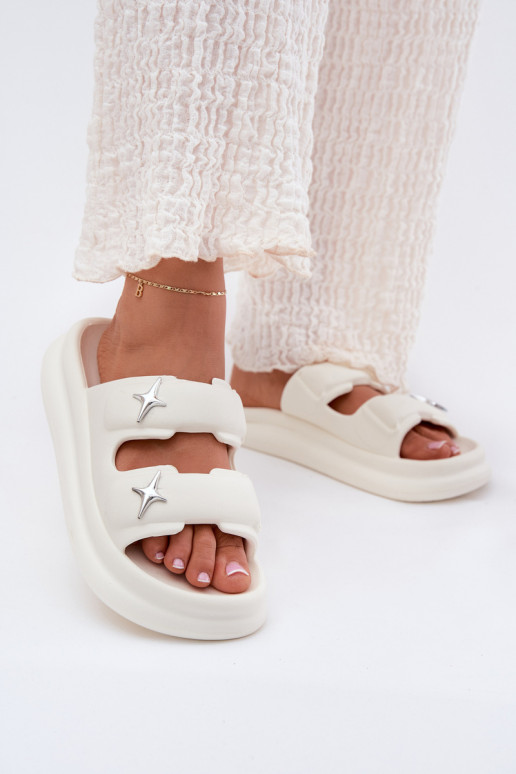 Lichte dames platformslippers in ivoorkleur FaloĮena