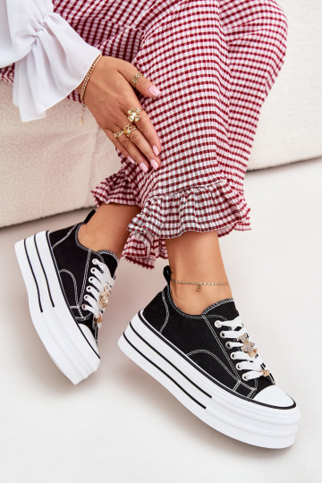Casual schoenen met platform in goud en zwart Fiorina
