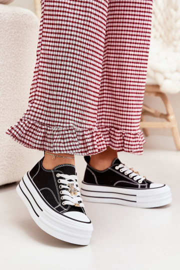 Casual schoenen met platform in goud en zwart Fiorina 2