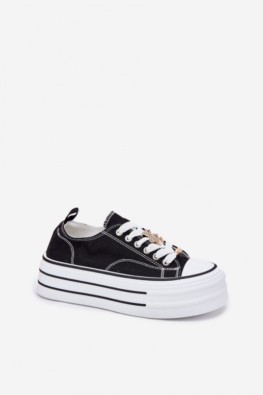 Casual schoenen met platform in goud en zwart Fiorina