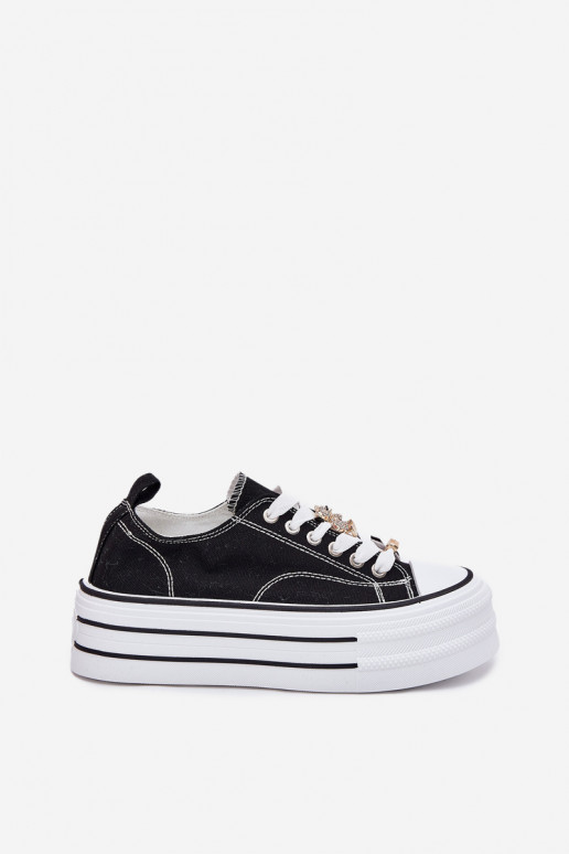 Casual schoenen met platform in goud en zwart Fiorina