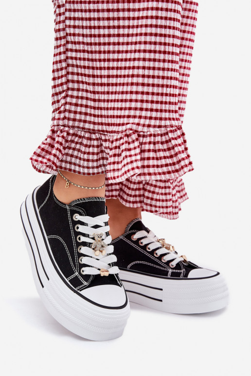 Casual schoenen met platform in goud en zwart Fiorina