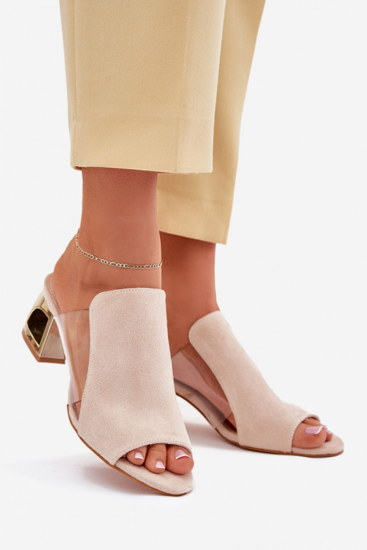 Dames gouden slippers in ivoorkleur Tessira