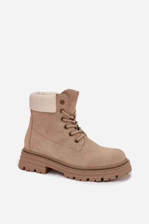 Dames schoenen met veters in zandkleur Norena
