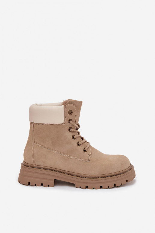 Dames schoenen met veters in zandkleur Norena