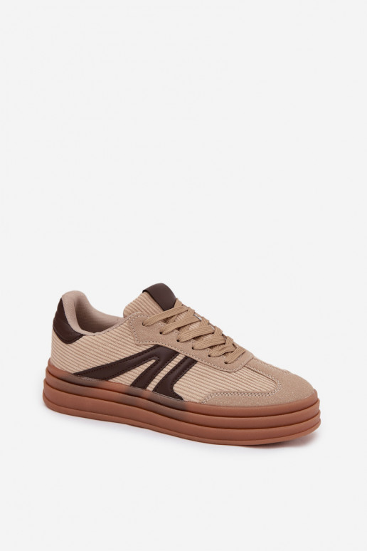 Zandkleurige fluwelen sneakers met platform Corynelle