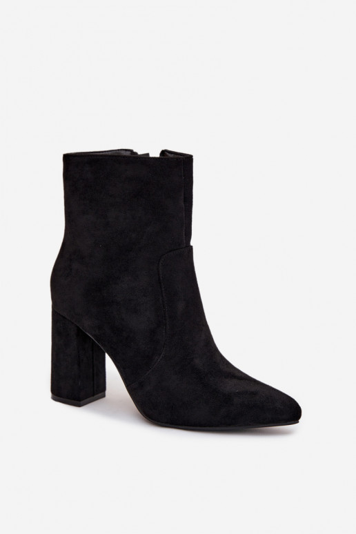 Gevoerde dames enkellaarsjes van faux suede, zwart Pralina
