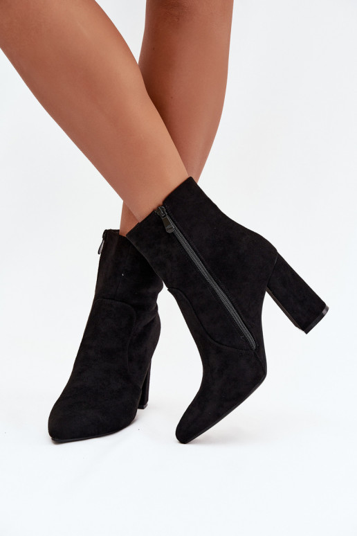 Gevoerde dames enkellaarsjes van faux suede, zwart Pralina