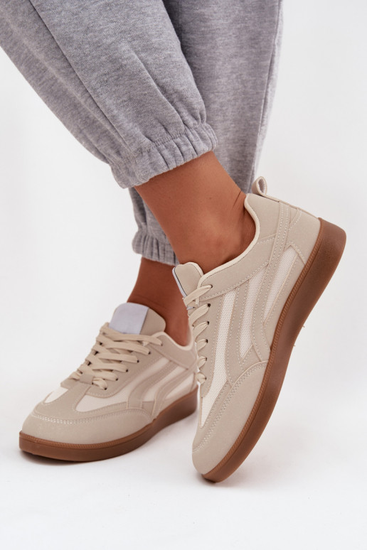 Beige dames sneakers model Hanelor