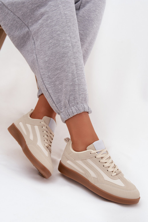 Beige dames sneakers model Hanelor