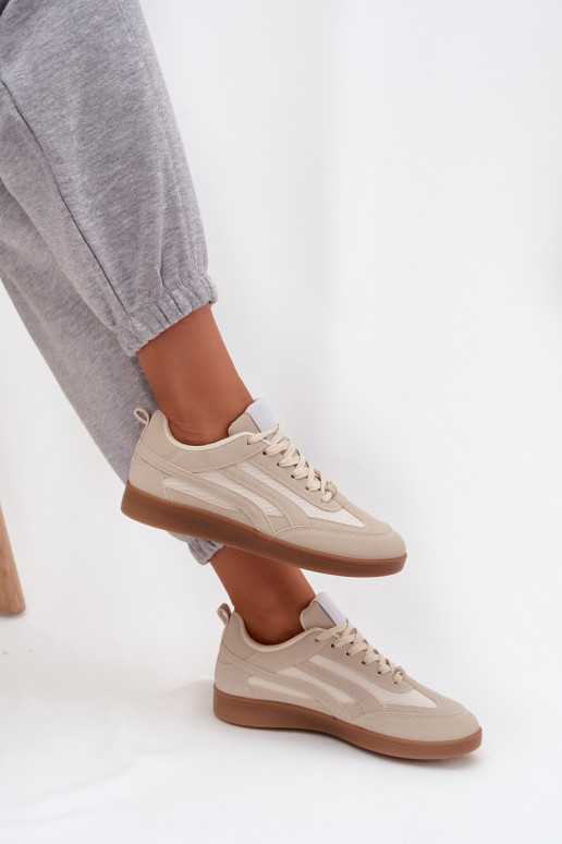 Beige dames sneakers model Hanelor
