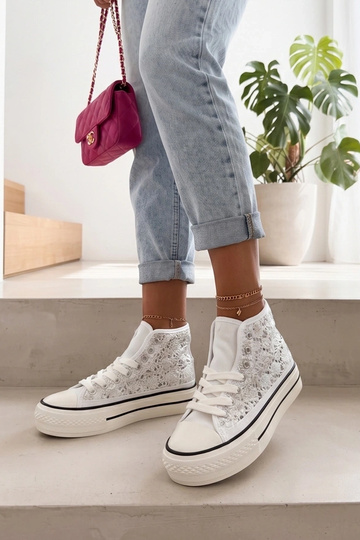 Zilveren Ażurowe Sneakers Boven Enkel Piper 2