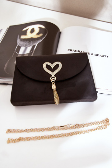 Zwarte enveloptas met decoratieve hartjes van faux suede Evilinas