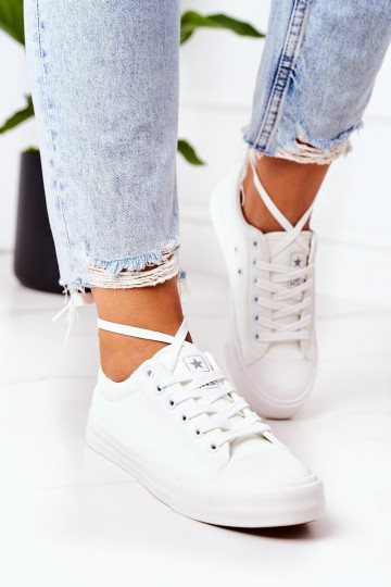 Dames leren sneakers in witte kleur Mega 2