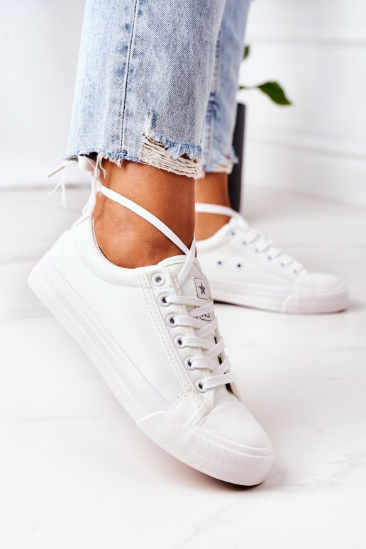 Dames leren sneakers in witte kleur Mega