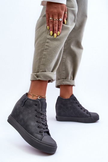 vrijetijdsschoenen Leer Dames met platform Big Star MM274005 grijs 2