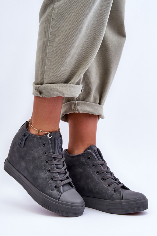 Casual schoenen van faux leather met platform in grijs Big Star MM274005