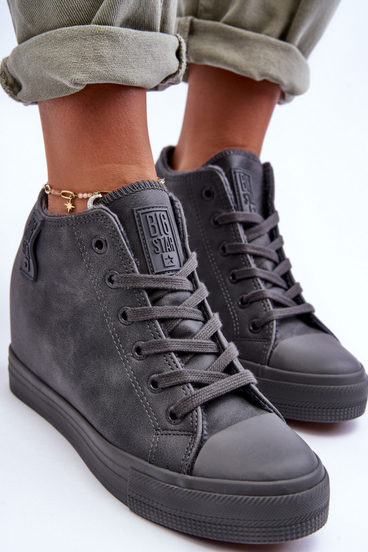 Casual schoenen van faux leather met platform in grijs Big Star MM274005