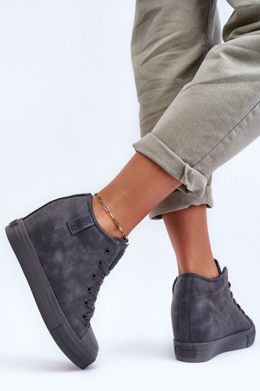 Casual schoenen van faux leather met platform in grijs Big Star MM274005