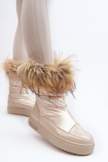 Dames SneeuIn laarzen met bont beige Big Star MM274380