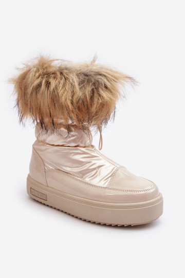 Dames SneeuIn laarzen met bont beige Big Star MM274380 2