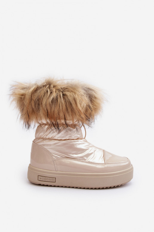 Dames sneeuwlaarzen met bont in zand Big Star MM274380