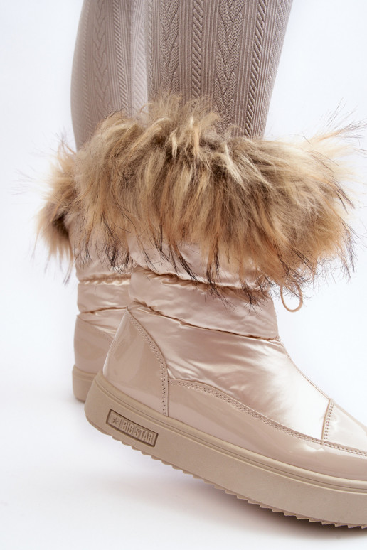 Dames sneeuwlaarzen met bont in zand Big Star MM274380