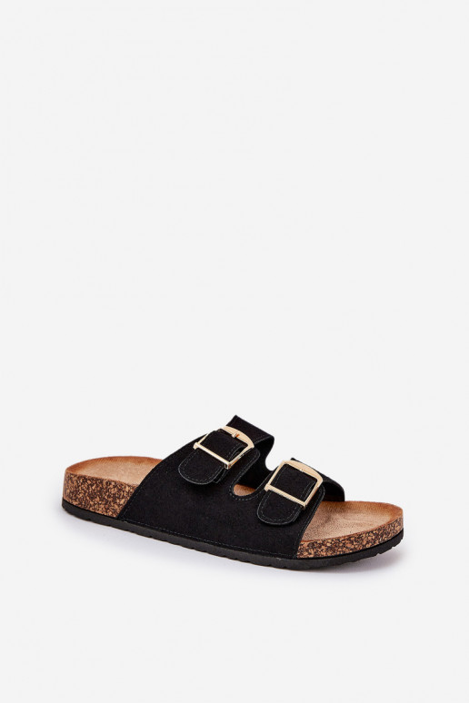Dames slippers met platform in goud met zwarte gespen Lisavionea